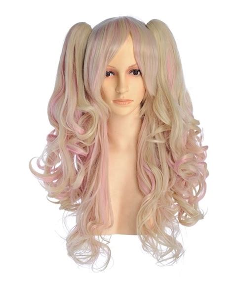 Brith Long Blonde Pink Ponytail Wig Cosplay Grey Cosplay Wig P