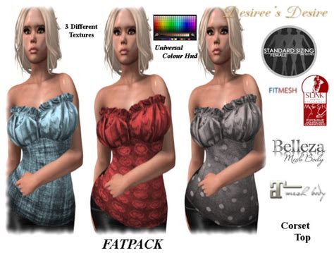 Second Life Marketplace Desirees Desire Corset Top Fatpack