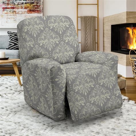 Damask Grey Elegant Print Pattern Recliner Slipcover Jtamigocom