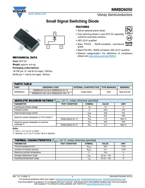 Mmbd Vishay Diode Hoja De Datos Ficha T Cnica Distribuidor