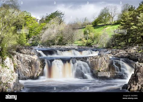 Low Force Waterfall Teesdale Near Barnard Castle County Durham Stock