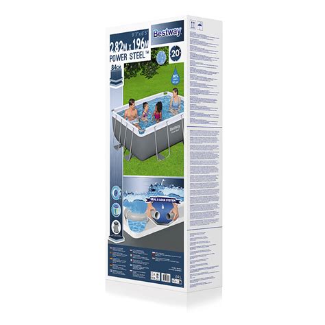 Paniate - Bestway Piscina Rettangolare Power Steel 56629 Grigio Scuro ...
