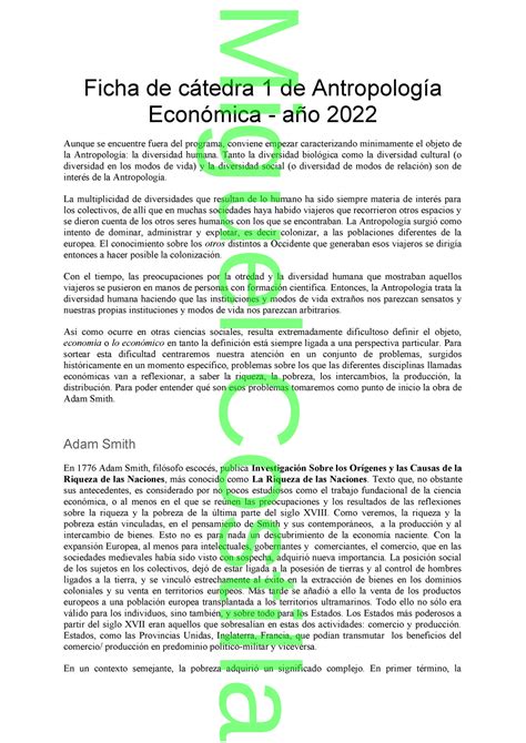 Ficha De C Tedra Clase Antropolog A Econ Mica Ficha De C Tedra