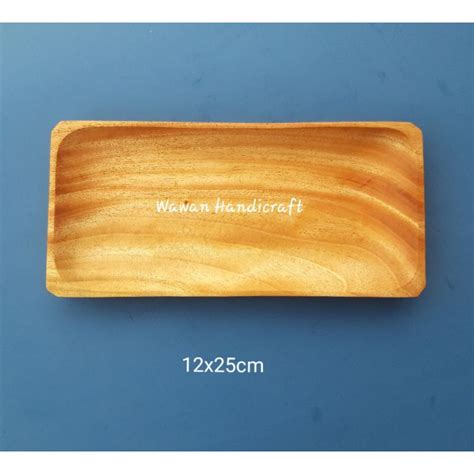 Jual Piring Sushi Persegi Piring Saji Kayu 12x25cm Mahoni Wooddeen