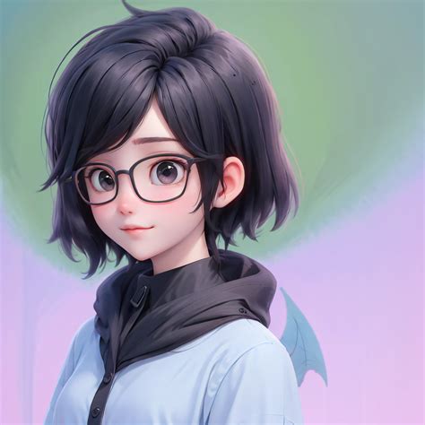 Anime Girl With Glasses And A Blue Shirt Seaart Ai