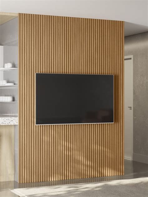 Painel Ripado Modular Mm Para Tv At Polegadas Nature