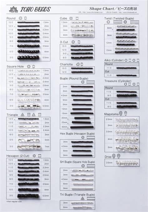 Seed Bead Sizing Bead Size Chart Seed Bead Tutorial Toho Beads