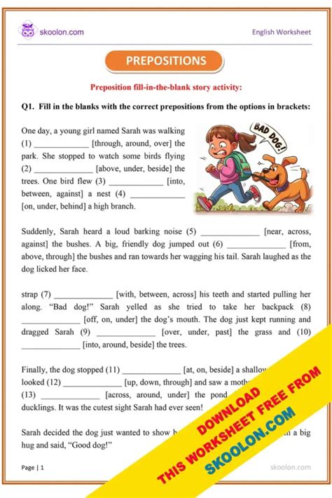 Prepositions Worksheet 9 Skoolon