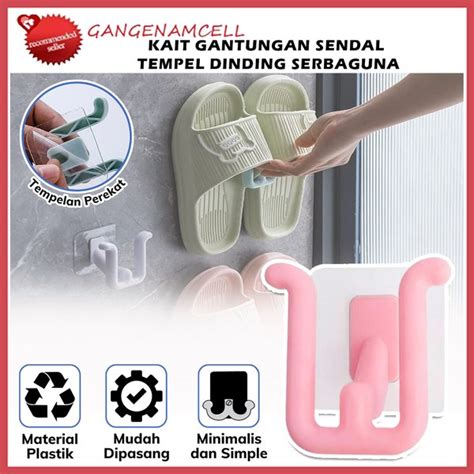 Jual Kait Gantungan Sandal Tempel Dinding Rak Holder Cantelan Sepatu