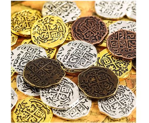 Metal Pirate Treasure Coins 35 Assorted 4 Colors Doubloon Replica 1 ...