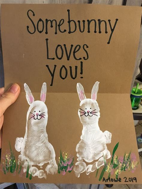 Diy Easter Card With Handprint Rabbits