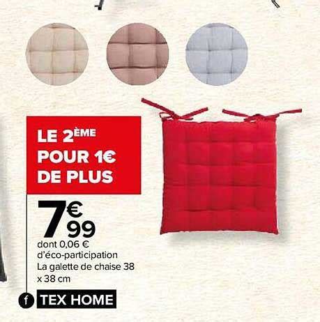 Promo La Galette De Chaise 38 X 38 Cm Tex Home Chez Carrefour Market