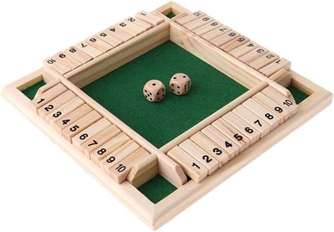 POFET Wood Deluxe 4 Lati 10 Numeri Shut The Box Dadi Gioco Da Tavolo