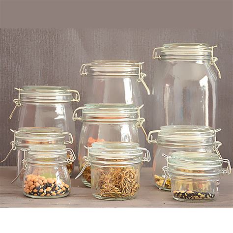 Wholesale Unbreakable Customized Clear Square Jar Glass With Clip Lid High Quality Custom Clear