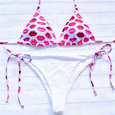 Neue Stil Bikini Sets Lippen Muster Top Bikini Sexy Biquini Frauen