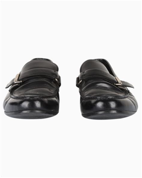 Mocassim Prada Original Couro Escovado Preto Masculino