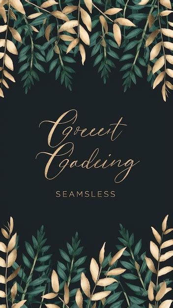 Watercolor Seamless Border With Green Gold Leaves And Branches For