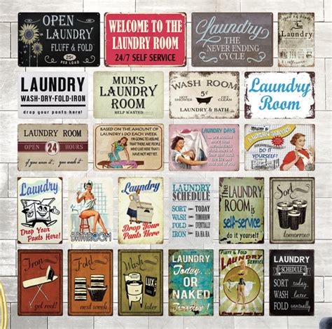 Laundry Sign Vintage Tin Sign Plaque Metal Vintage Retro Metal Sign