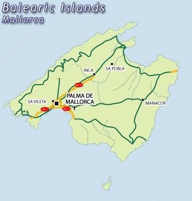 Mallorca map of mallorca, Balearic island, islas baleares