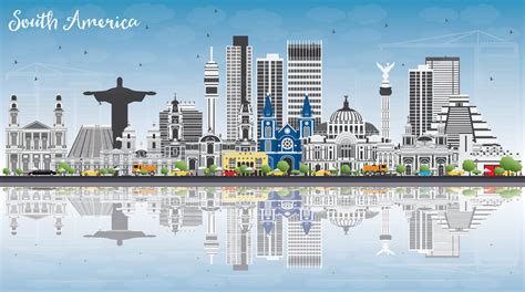 South America Skyline With Famous Landmarks And Reflections 14728472