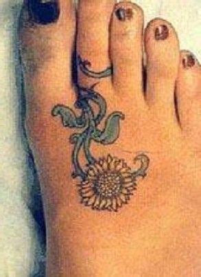 Sunflower Tatoos On Foot Feet Tattoo Sunflowers Tatto Tribal Dragon