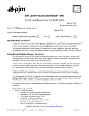 Fillable Online Drill Participation Form PJM Interconnection Fax