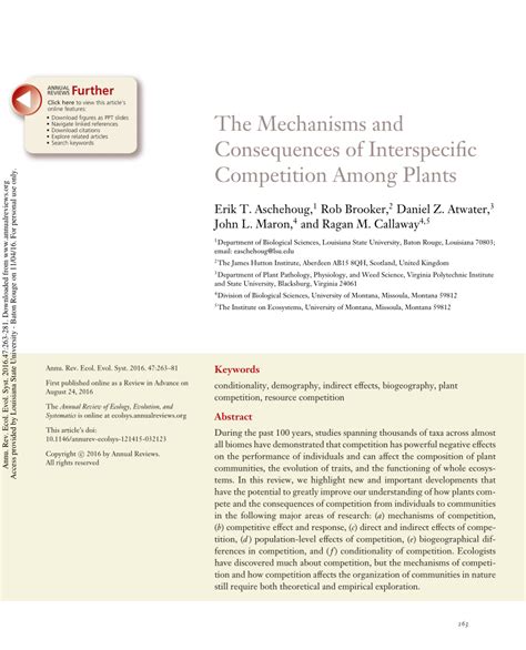 (PDF) The Mechanisms and Consequences of Interspecific Competition ...