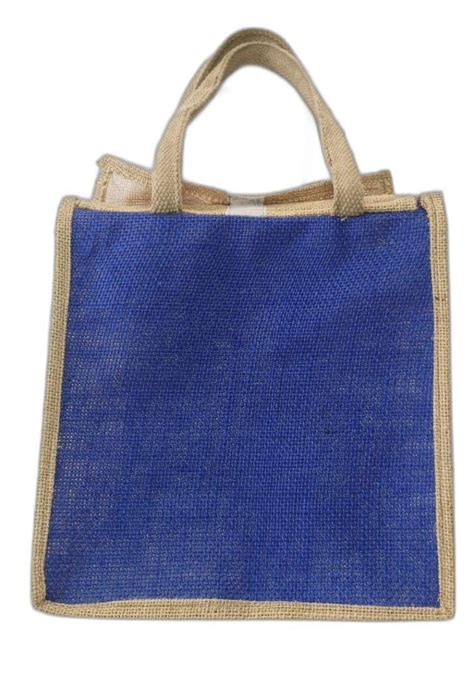 Webbed Handle Kg Blue Plain Jute Carry Bag Size L X W Cm X