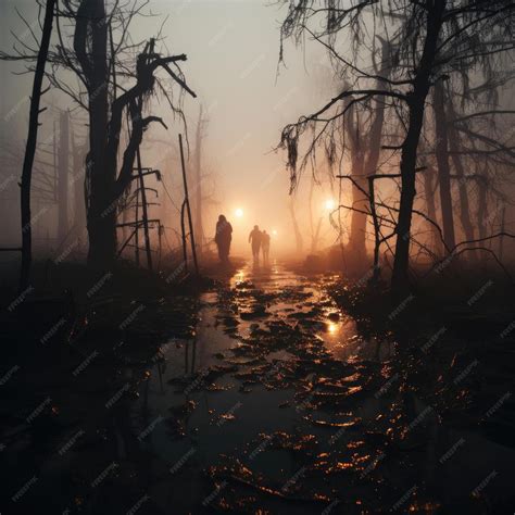 Premium AI Image | Eerie swamp at night with dark atmosphere and ...