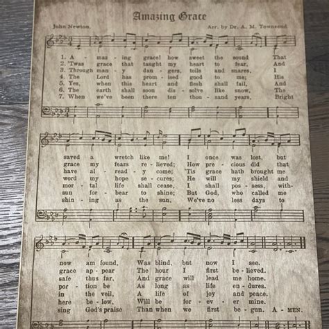 Amazing Grace Print Printable Vintage Sheet Music Instant Download Antique Hymn