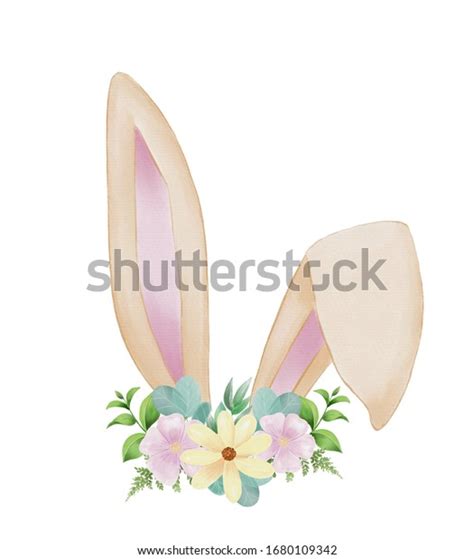 Easter Bunny Ears Floral Crown Isolated Stock Illustration 1680109342