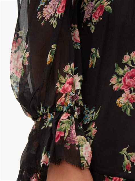 Buy Zimmermann Honour Floral Print Silk Chiffon Playsuit Black At 50