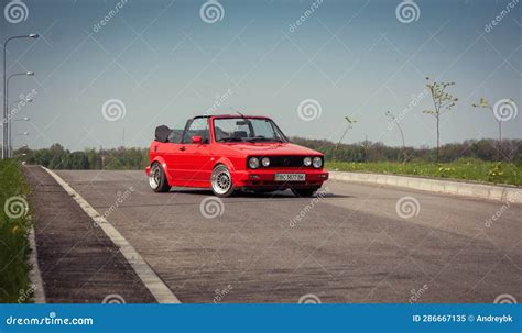 Red Volkswagen Golf Cabriolet on a Rural Road Editorial Image - Image ...