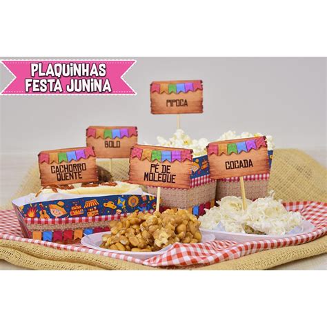 Kit 12 Plaquinhas para Comidas Típicas de Festa Junina Festa São João