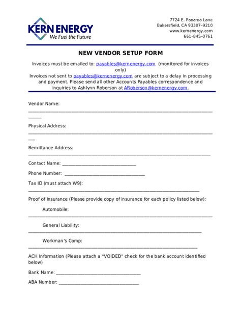 New Vendor Setup Doc Template Pdffiller