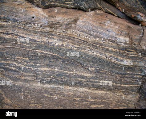 Strata of cooled granite at the Mirror Wall on Sigiriya or Lion Rock in central Sri Lanka Stock ...