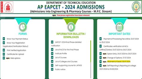 Ap Eamcet Seat Allotment For Final Phase Out Check Details Here