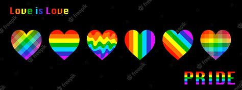 Premium Vector Lgbt Pride Heart Rainbow Colorful Set Vector Illustration