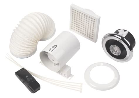 Manrose LEDSLKTC 4 Axial Inline Bathroom Shower Extractor Fan Kit With