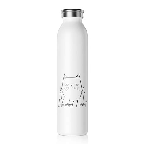 Slim Funny Cat Water Bottle Etsy