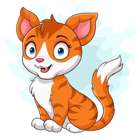 Gato De Desenho Animado Laranja Em Fundo Branco Vetor Premium