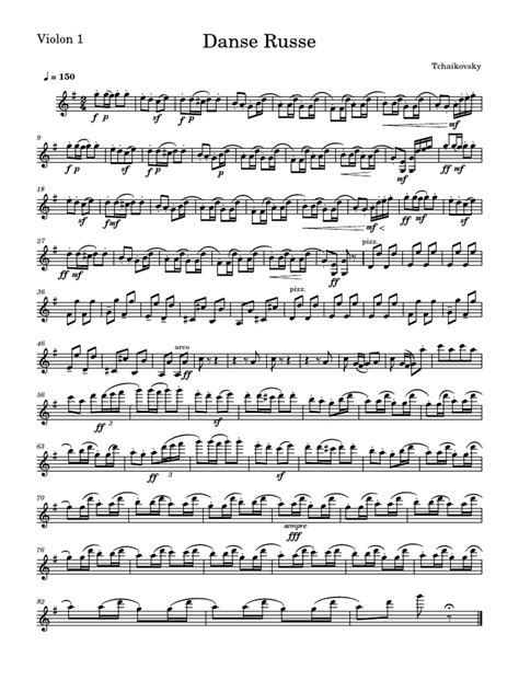 Tchaikovsky Danse Russe Arr. For String and Wind Quartet, Piano and Tambourine | PDF | Musical ...