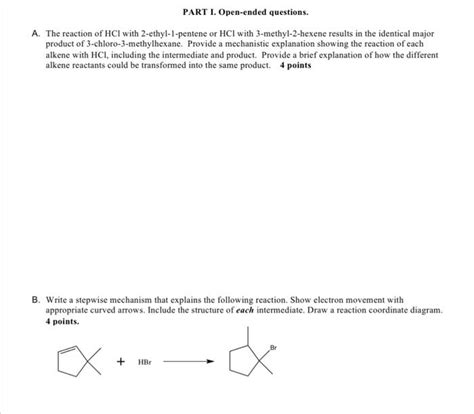 Solved A The Reaction Of Hcl With 2 Ethyl 1 Pentene Or Hcl