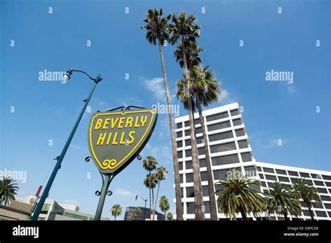 Beverly Hills sign & palm trees, Beverly Hills, Los Angeles, California ...