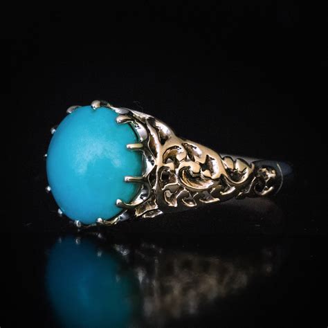 19th Century Antique Turquoise Gold Ring Ref 528496 Antique Jewelry Vintage Rings Faberge