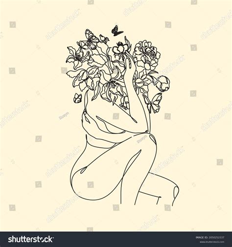 Naked Woman Line Art Self Love Stock Vector Royalty Free Shutterstock