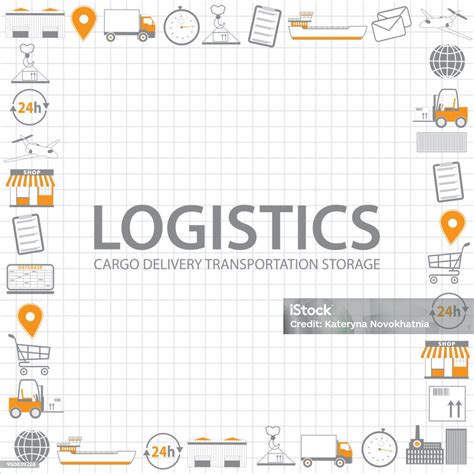 Logistics Background Logistics Icons In Grey And Orange Colors Stock ...