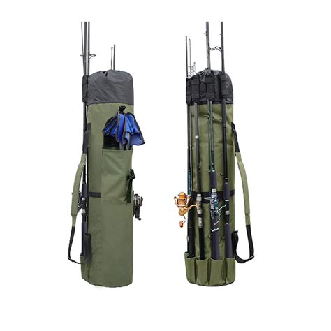 Durable Nylon Fishing Rod & Reel Organizer Bag Travel Carry Case Bag Fishing Pole Storage Bag ...