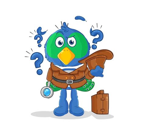 Premium Vector Peacock Detective Vector Cartoon Character