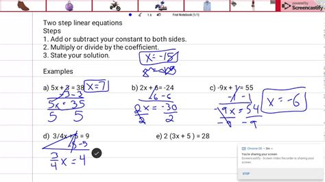 How To Solve 2 Step Linear Equations